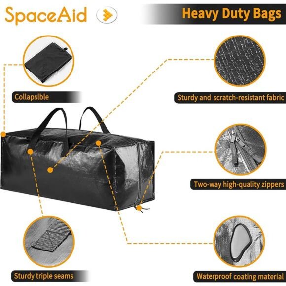 Heavy Duty Moving Bags,ExtraLarge Storage Totes W/Backpack Straps Strong Handles - Picture 6 of 7